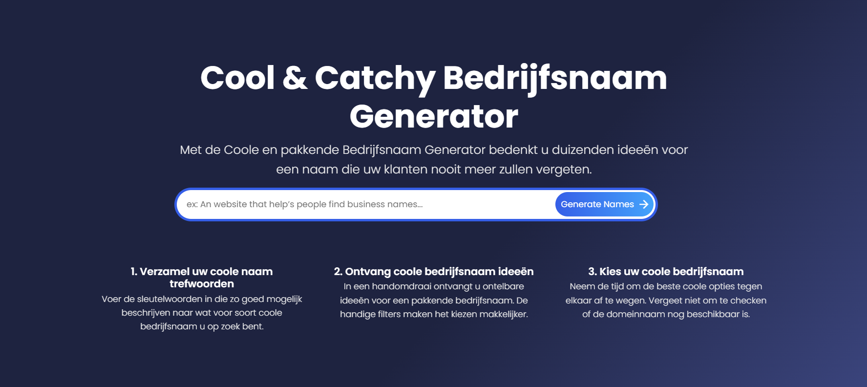 Cool & Catchy Bedrijfsnaam Generator