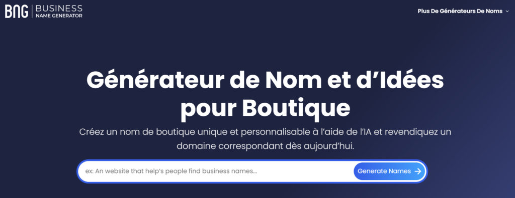 Générateur de Nom et d'Idées pour Boutique